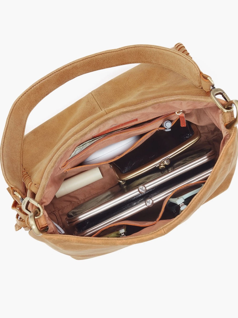 HOBO Harley Convertible Leather Shoulder Bag In Whiskey - Picture 4 of 14